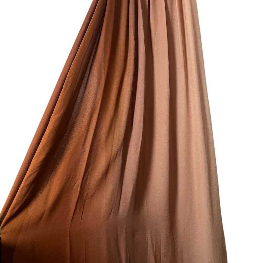 Theory women’s Dip Dye Crepe Silk Halter Maxi Dress Large Shell/Red Clay - Picture 6 of 13